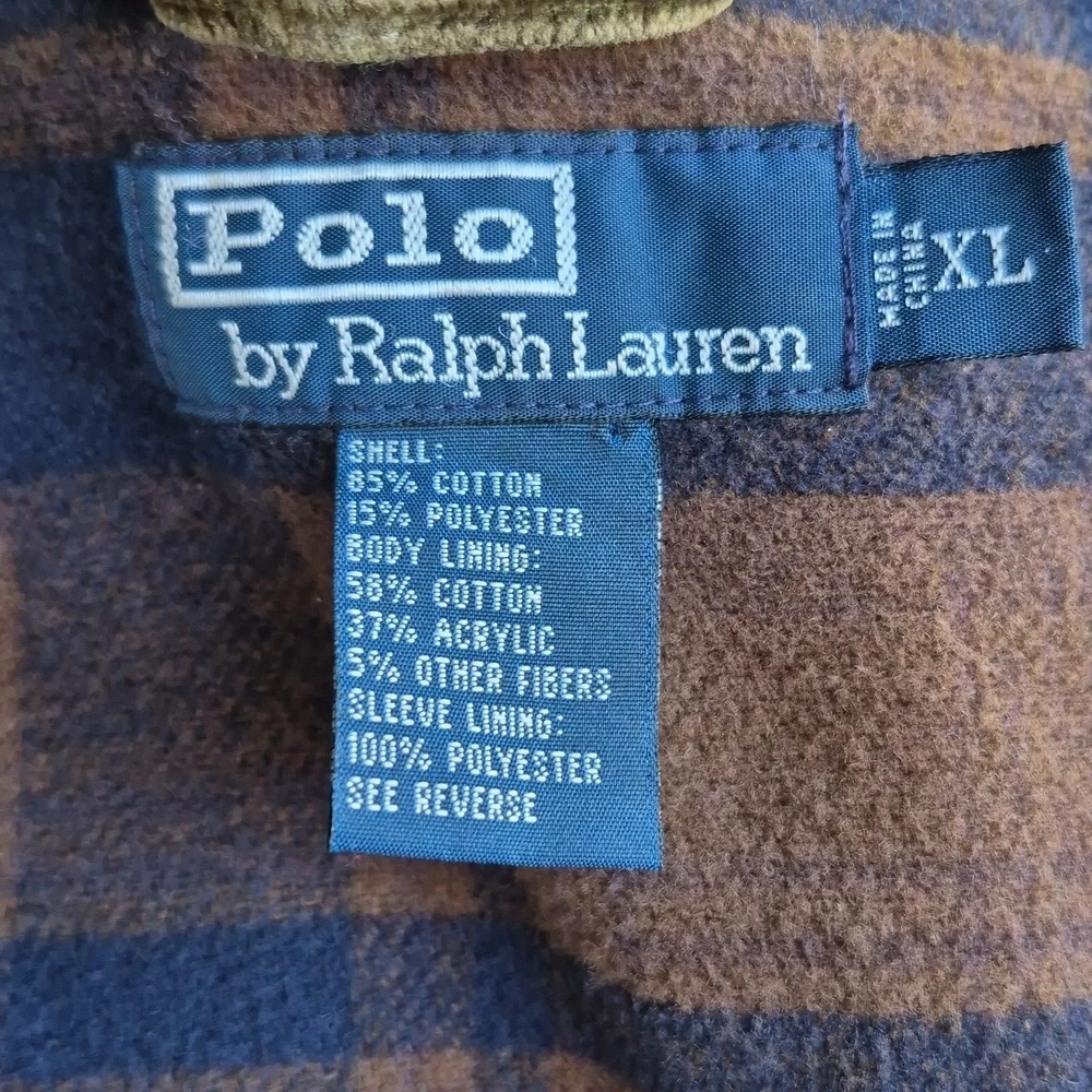 POLO Ralph Lauren Dark Green Corduroy Cotton Blend Sz XL Mens Full‎ Zip Jacket